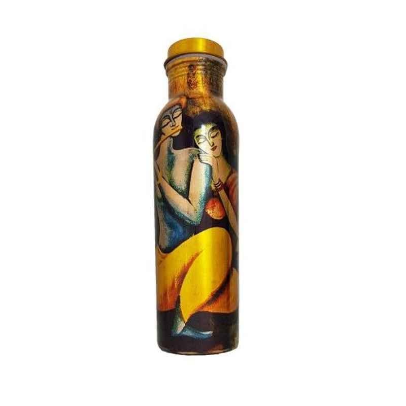Healthchoice 1000ml Copper Radhakrishna Design Printed Water Bottle