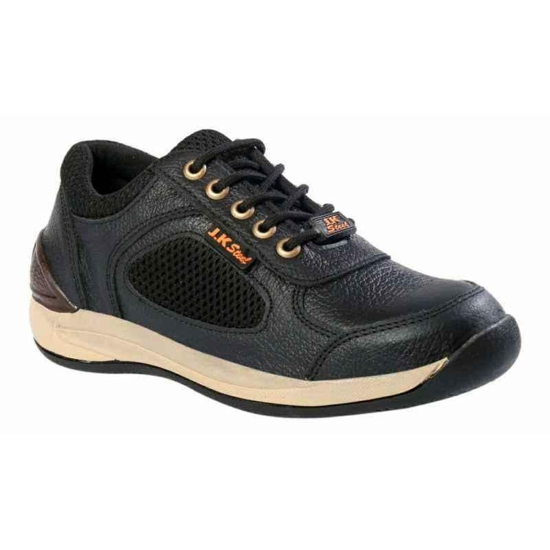 JK Steel JKPI005BK Steel Toe Black Safety Shoes, Size: 8