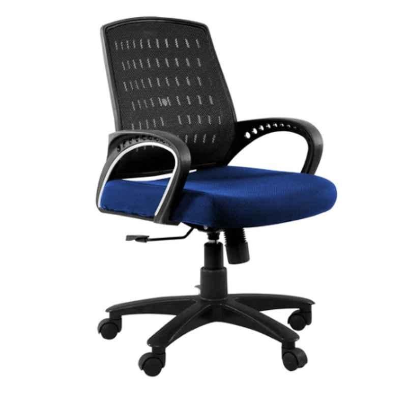 Furniturstation Leatherette Black Ergonomic Mesh Low Back Office Chair, SB_MESH -01_ 2 IN1 BLBK