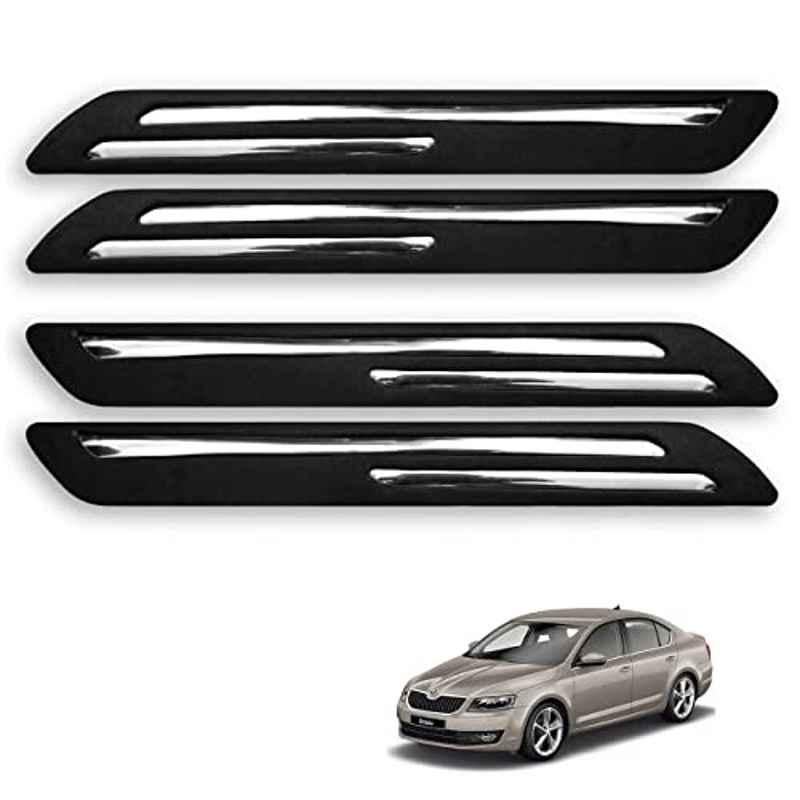 Kozdiko 4 Pcs Rubber Black Double Chrome Strips Car Bumper Protector Guard Set for Skoda Octavia (2013-2021)