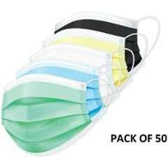 Wellstar 50 Pcs 3 Layer Surgical Face Mask with Genuine Meltblown & Adjustable Nose Clip, COURFUL MASK-39 (Pack of 50)