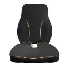 Betterhood Memory Foam & Cotton Black Seat & Lumbar Backrest Cushion Combo for Chairs, Size: Universal