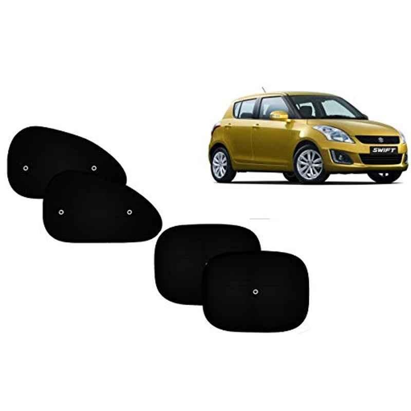 Auto Pearl 4 Pcs PVC & Mesh Black Window Side Sun Shade Set for Maruti Suzuki Swift, Curtain_Chipkoo_4_Swift