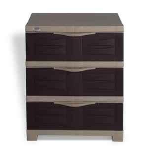 Supreme Fusion-DR-3 Plastic Globus Brown Multipurpose Chester with 3 Sliding Drawers, FusionDR3-GB