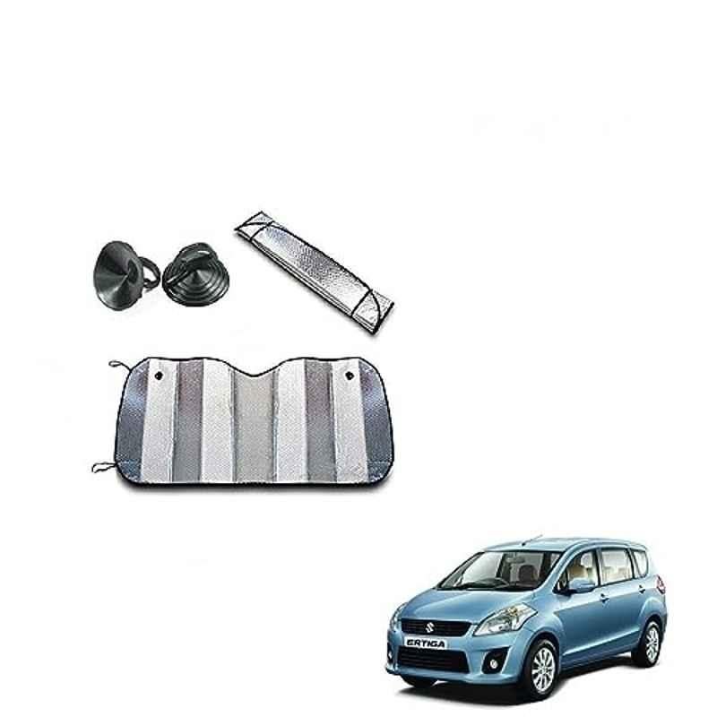Kozdiko Aluminium Foil UV Protection Silver Windshield Sun Shade for Maruti Suzuki Old Ertiga