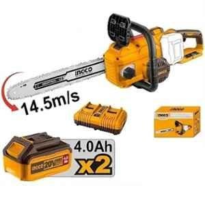 Ingco 800W 16 inch Brushless Cordless Chain Saw with 2 Pcs 20V 4Ah Li-ion Battery & Dual-Port Charger, CGSLI401682