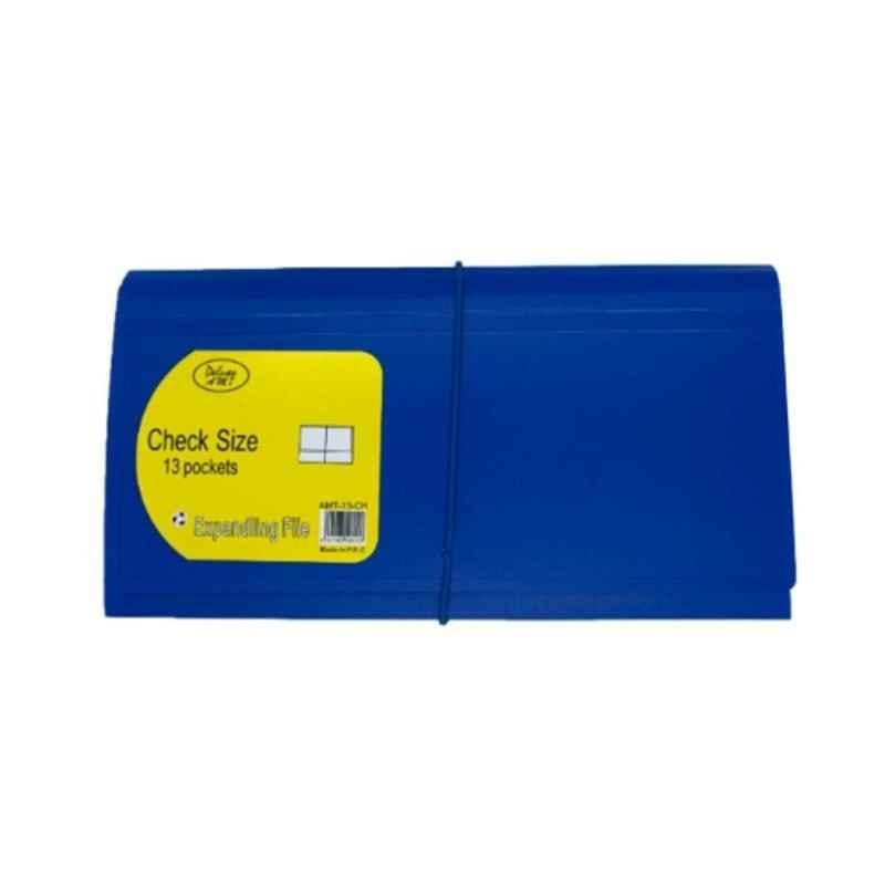 Deluxe 13 Pocket Blue Cheque Expanding File with elastic fastener