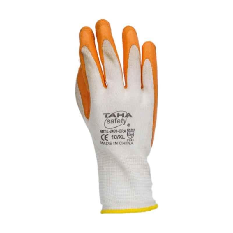 Taha Safety Polyester & Foam Orange Gloves, L 2401, Size:XL