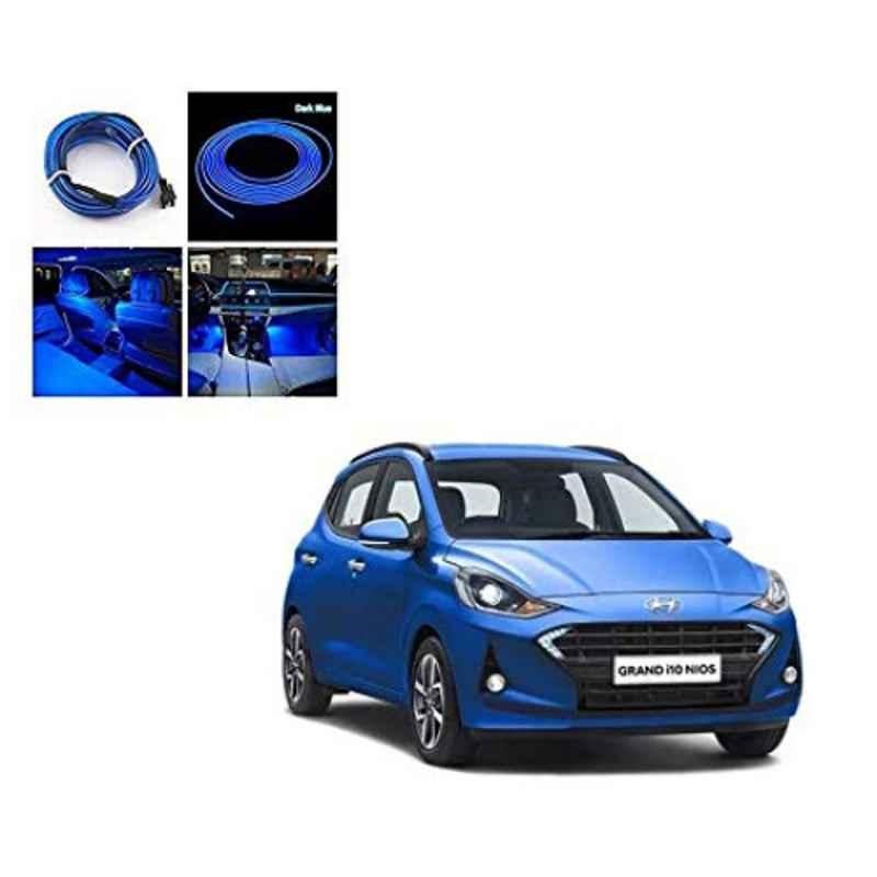 Kozdiko 12V 5m Blue Cold Light Car Socket Strip Neon Lamp Mood Creator Decor Interior Lighting Roll for Hyundai Grand i10 Nios