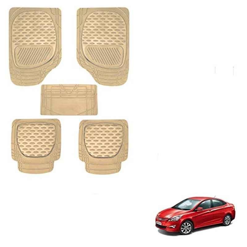 Kozdiko 6255 5 Pcs Rubber & PVC Beige Car Foot Mat Set for Hyundai Grand i10