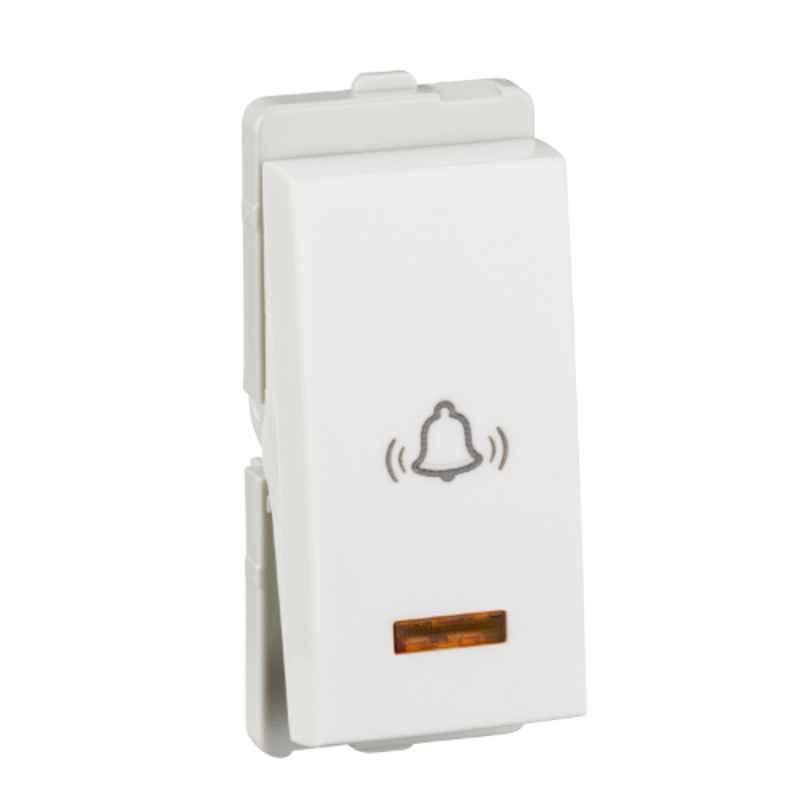 Schneider Electric Livia 10A White Bell Push with Indicator, P1085 (Pack of 10)