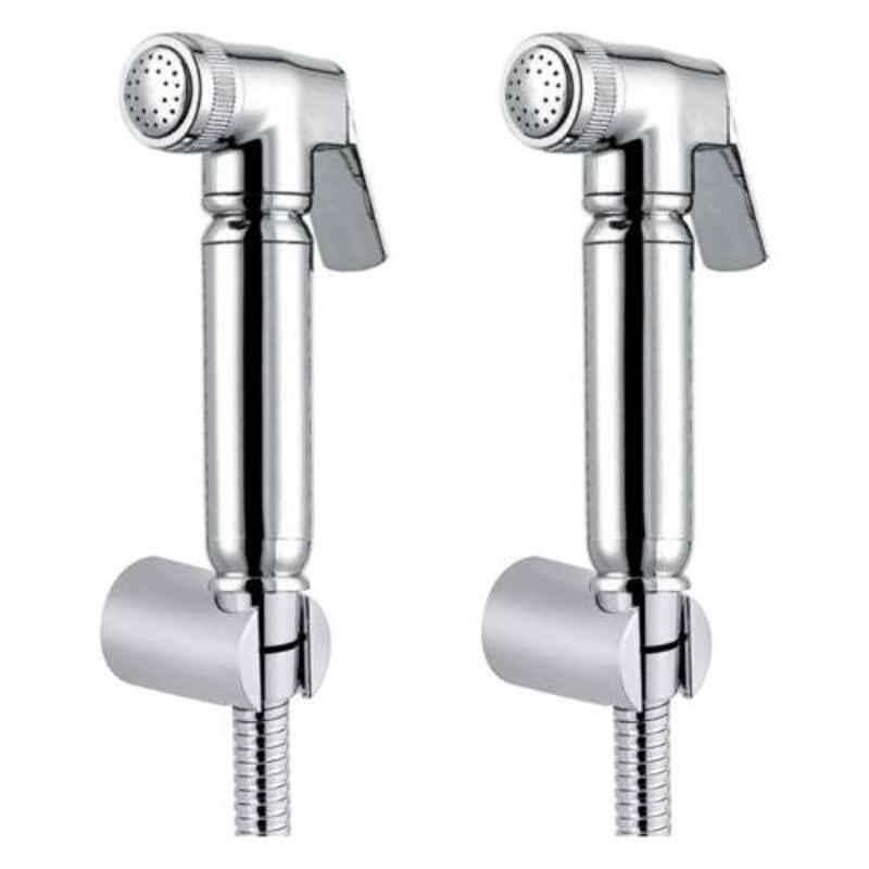 Joyway Victoria Plastic Chrome Finish Silver Health Faucet with 1m Flexible Tube & Wall Hook (Pack of 2)
