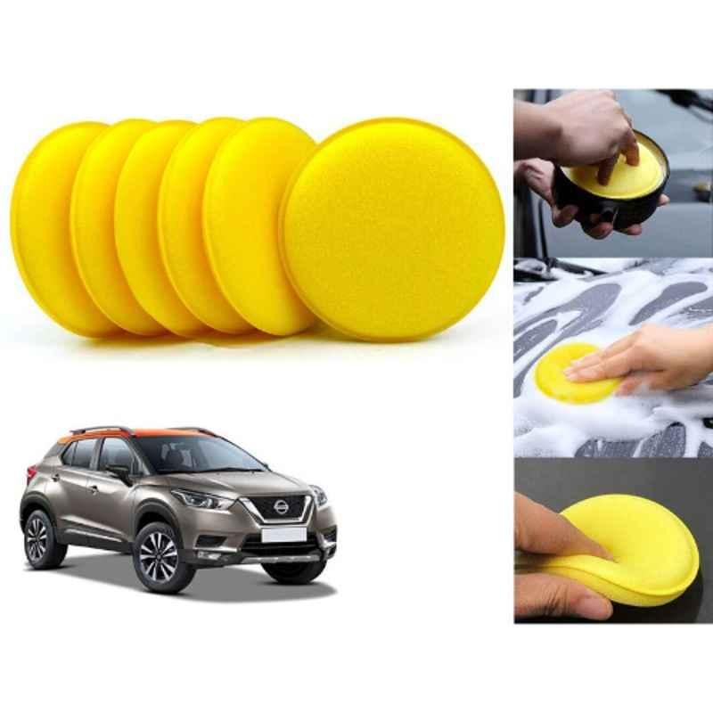 Auto Pearl Polyurethane Beige Washing & Waxing Polish Foam Sponge for Kicks (Pack of 6)