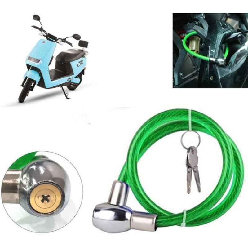 Auto Pearl PVC & Plastic Green Heavy Duty Cable Lock for Electric Scooter, 136