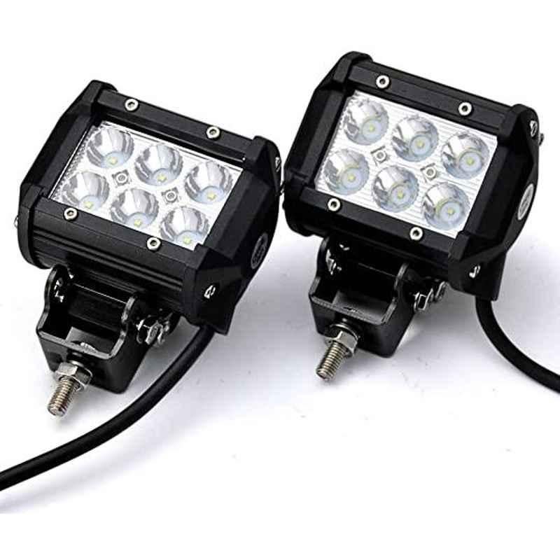 AOW 6 LED Super Bright Spot Light Fog Lamp (Pack of 2) for Honda CB Shine with Handle Bar Mounting On-Off Switch