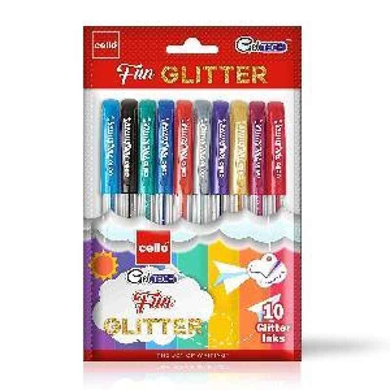 Cello Geltech Fun Glitter Gel Pen Pack of 10 Multicolor