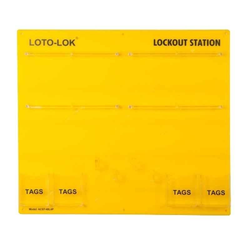 Loto-Lok 685x604mm Acrylic Yellow Lockout Station, LS-ACST-48L4P-EB