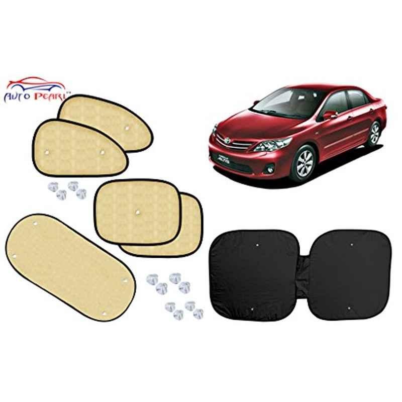 Auto Pearl 6 Pcs PVC & Mesh Beige Window, Front & Rear Sun Shade Set for Toyota Corolla Altis, Chipkoo_Beige6_Corolla Altis