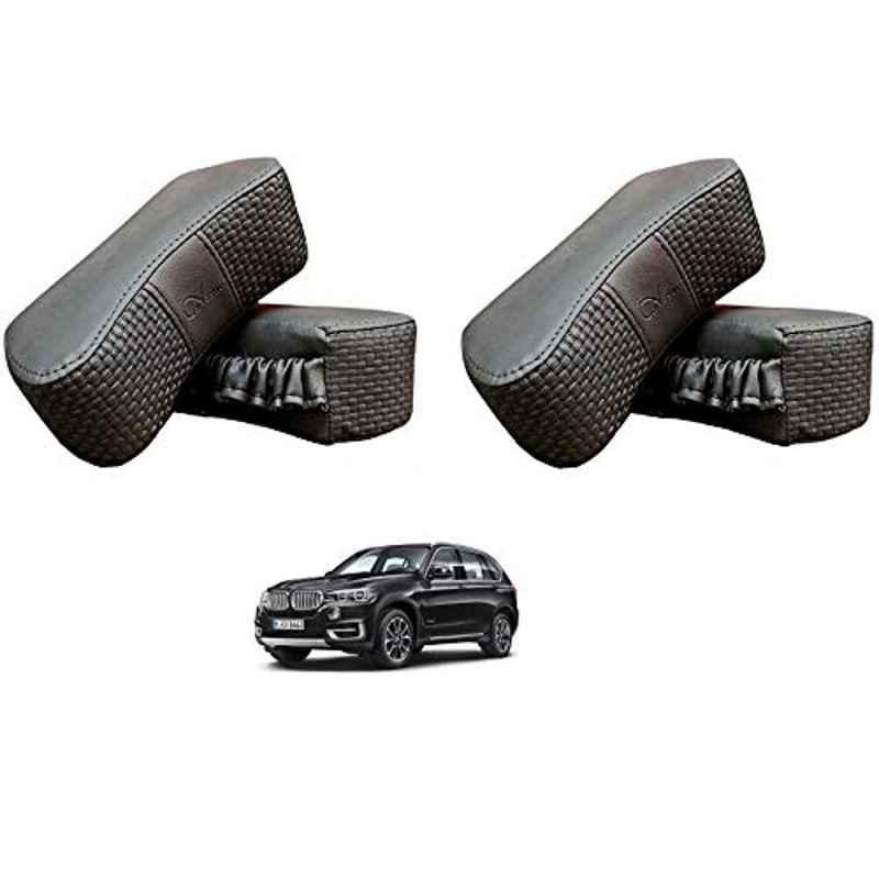 Kozdiko 4 Pcs CV Designer Grey Leatherite Neck Rest Car Cushion Pillow Set for BMW X5