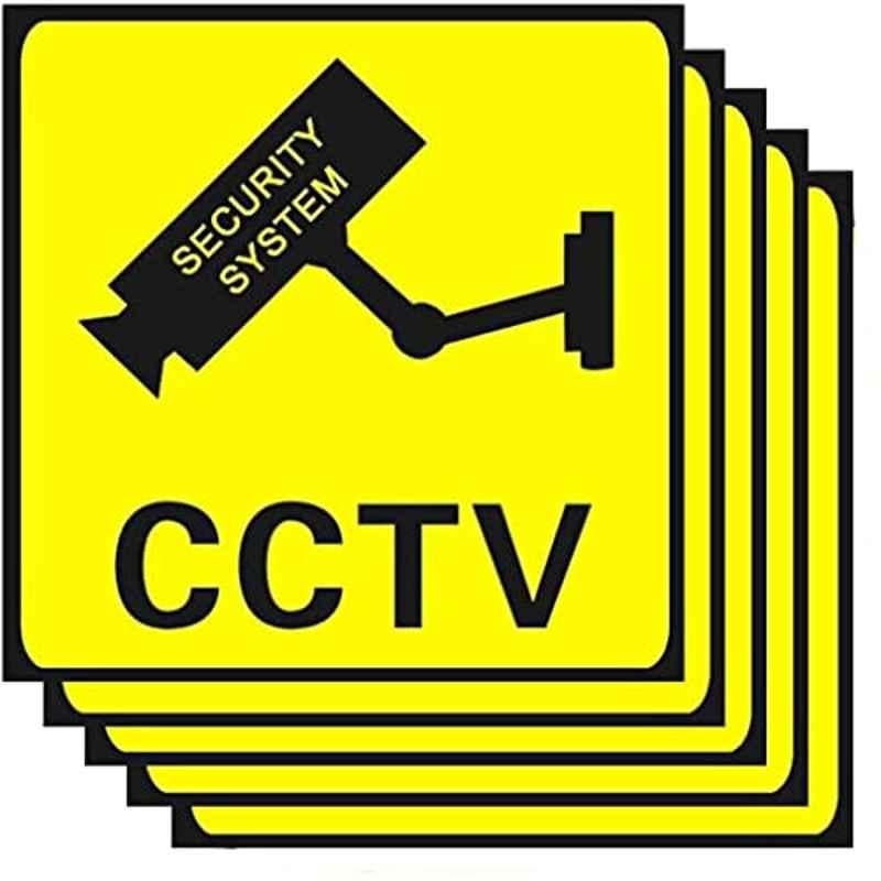 Rubik 11x11cm Yellow CCTV Camera Sticker Warning Sign, RB-CCTVS-01 (Pack of 5)