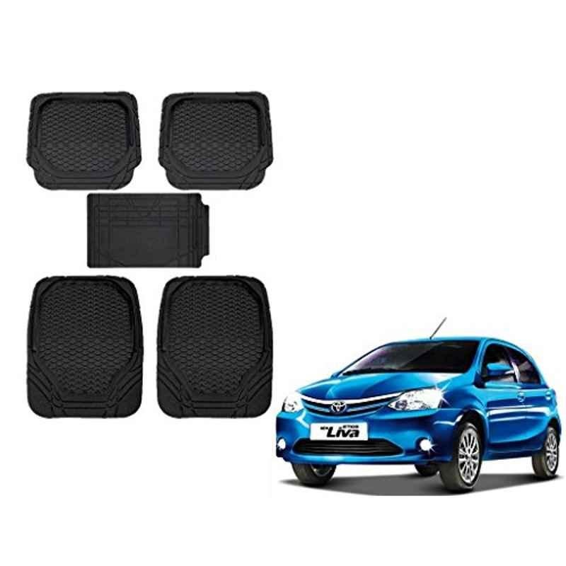 Kozdiko 8855TW 5 Pcs Rubber Black Rubber Car Mat Set for Toyota Etioa Liva