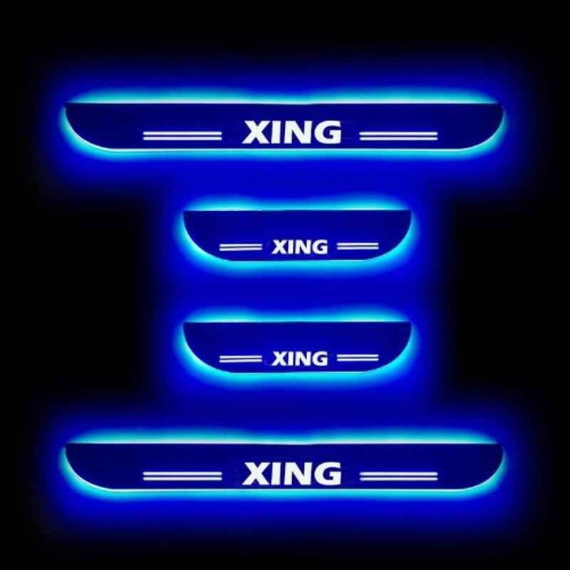 Car Accessories Hub 4 Pcs Acrylic Black Sill Scuff Plate Set with Blue LED for Hyundai Santro Xing All Model-picture-14