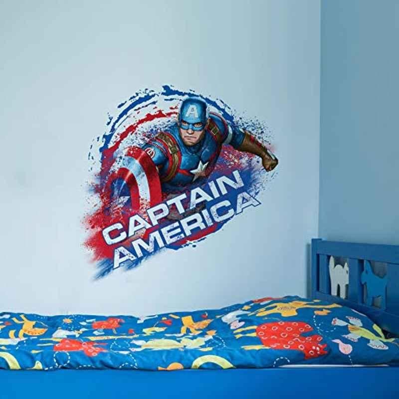 Asian Paints W107WZ13L45 Wall Ons 1.5x2.3ft Vinyl Captain America UV Printed Self Adhesive Wall Sticker, HPCA20879