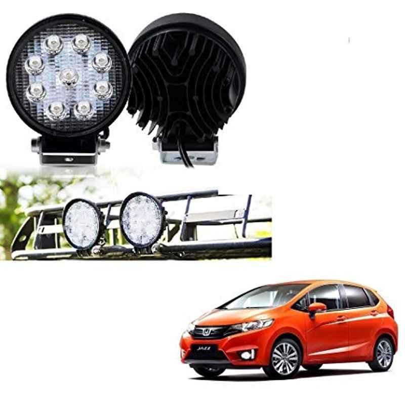 Kozdiko 2 Pcs 27W 4 inch 9 LED Waterproof Round White Fog Light Set with Mounting Brackets for Honda Jazz, kozd_19956