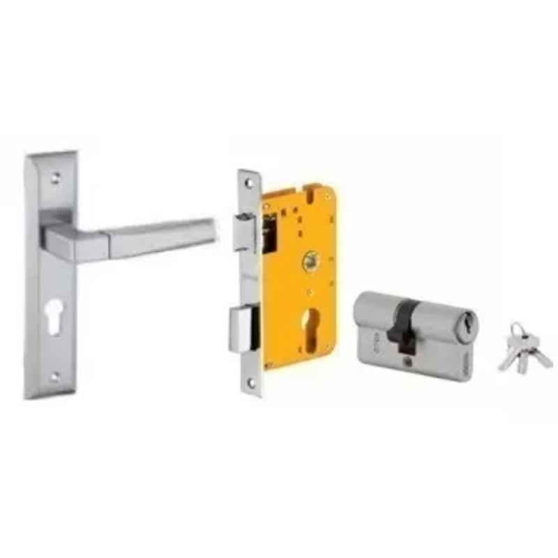 Dorset HL Series Cosmo 70mm Stainless Steel Silver Chrome Finish Door Handle Lock Set with Both Side Key Cylinder