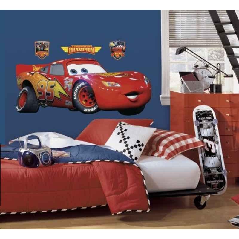 Asian Paints W071D46VY45 Nilaya Vinyl Cars Lightening McQueen Giant Self Adhesive Wall Sticker, HPCA4534