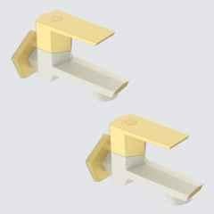 RN G20 15mm PTMT Ivory & Bright Gold Foam Flow Long Body Bib Cock with Flange, RNG2006A32 (Pack of 2)