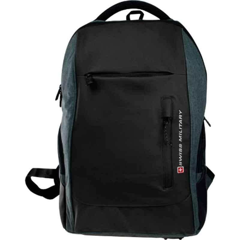 Swiss military polyester 25 ltrs black laptop backpack sale