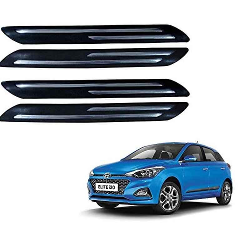Kozdiko 4 Pcs Double Chrome Bumper Protector Black Set for Hyundai Elite i20