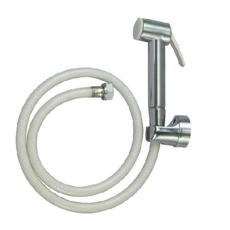 Cera Garnet Silver Stainless Steel Chrome Finish Health Faucet with Wall Hook & Hose Pipe, F8030101-1A