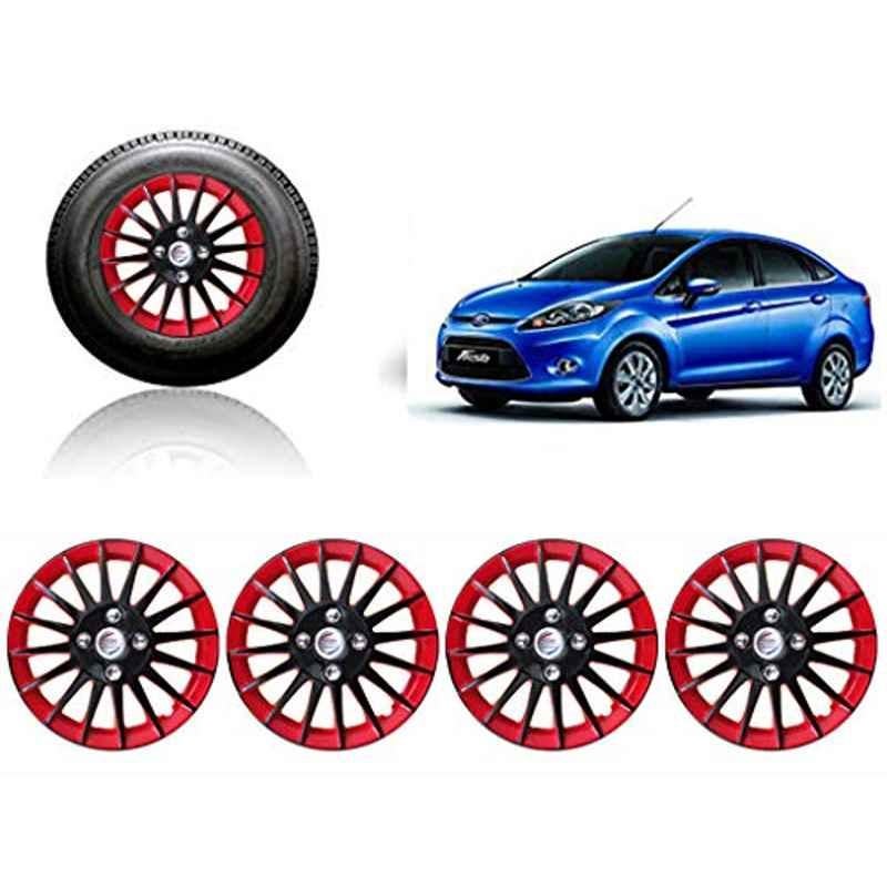 Auto Pearl 4 Pcs 14 inch Red & Black Wheel Cover Set for Ford Fiesta New