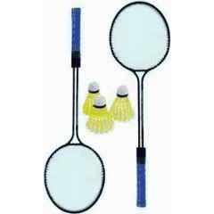 STYRKR Alloy Steel Multicolour Double Shaft Racket with 3 Shuttlecocks Round Shape Shaft Badminton Kit