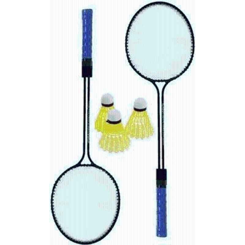 STYRKR Alloy Steel Multicolour Double Shaft Racket with 3 Shuttlecocks Round Shape Shaft Badminton Kit