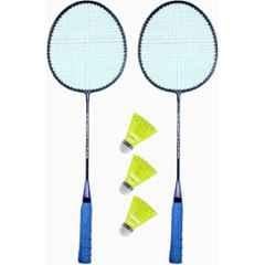 STYRKR Multicolour Single Shaft Iron Badminton Kit Set of 2 Racket with 3 Nylon Shuttlecocks Badminton Kit