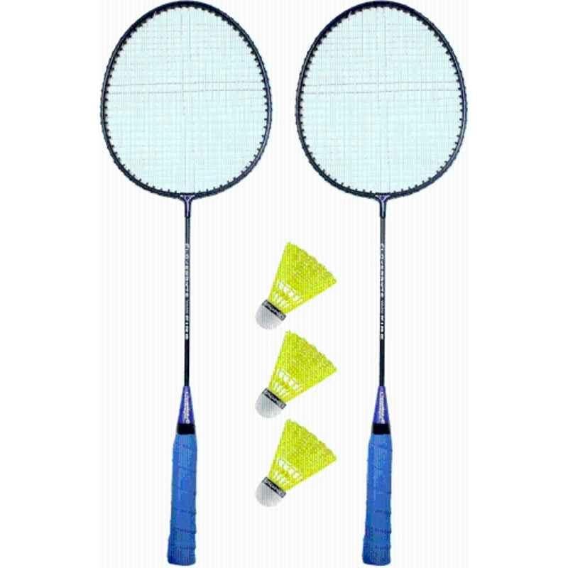 STYRKR Multicolour Single Shaft Iron Badminton Kit Set of 2 Racket with 3 Nylon Shuttlecocks Badminton Kit