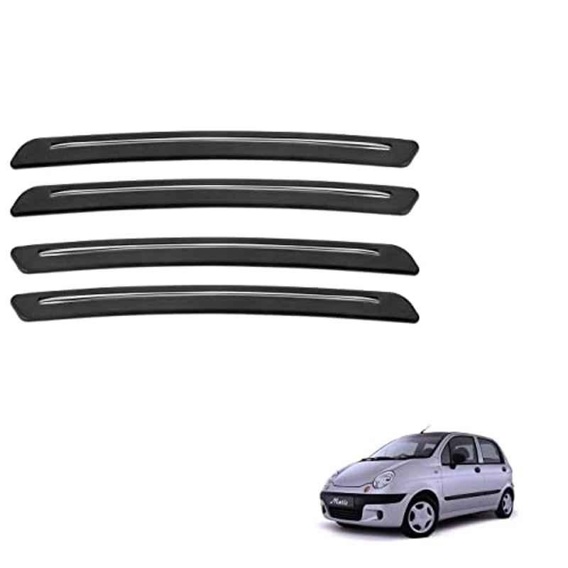 Kozdiko 4 Pcs Rubber Black Car Bumper Protector Set with Chrome Strip for Chevrolet Matiz