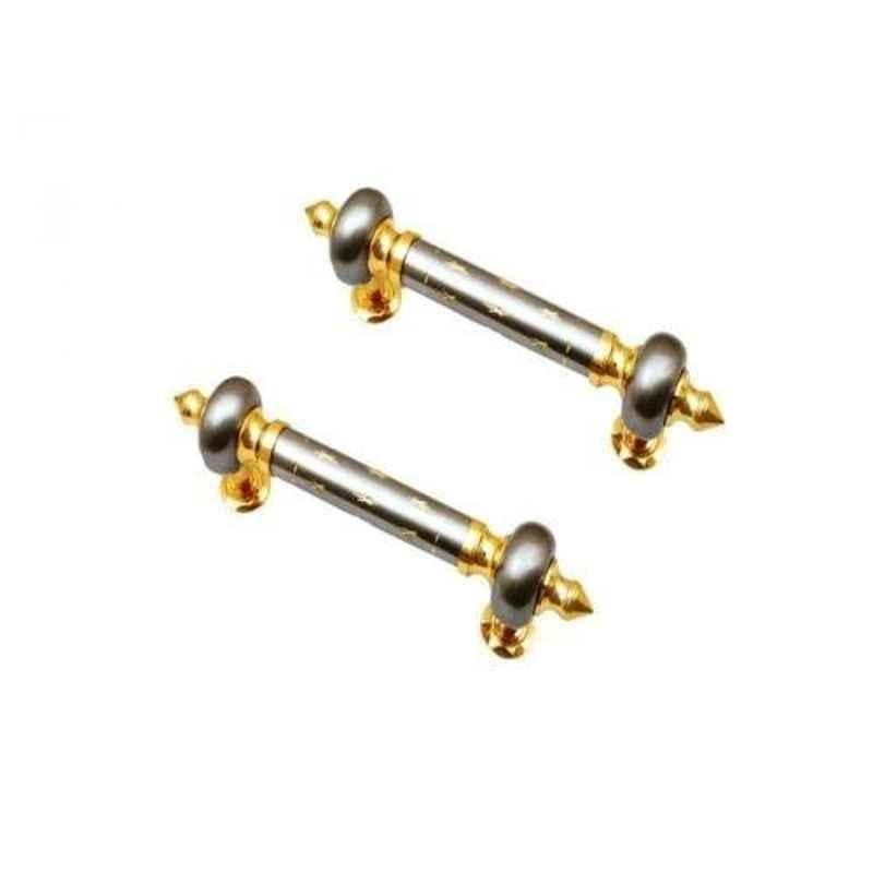 Smart Shophar 8 inch Brass Gold Silver Amor Pipe Handle, SHA10PH-AMOR-GS08-P2 (Pack of 2)