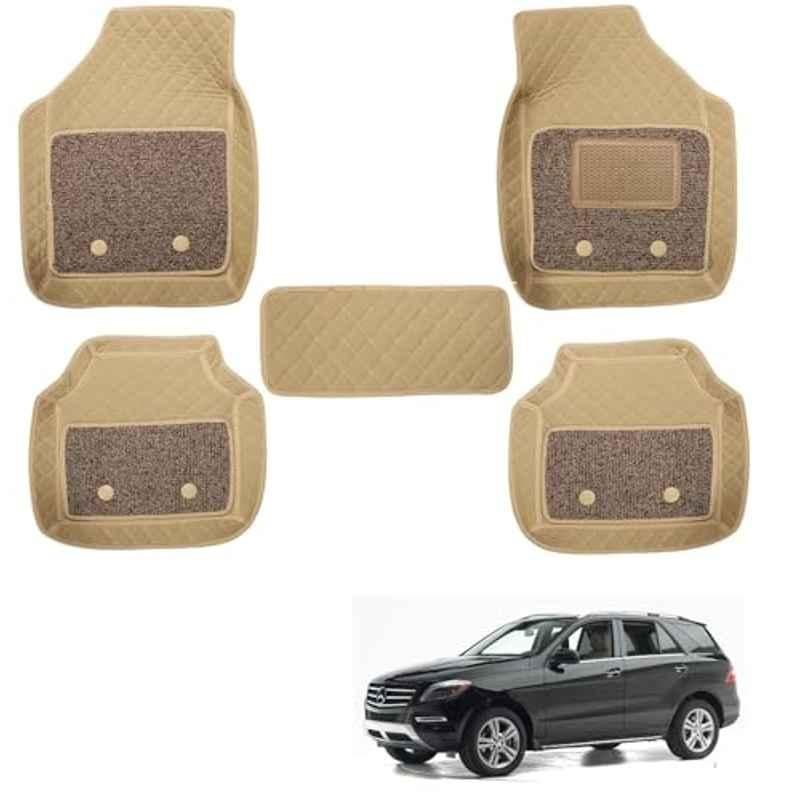 Kozdiko 5 Pcs Waterproof & Luxury 7D Beige Leatherette Car Floor Mats Set for Mercedes Benz M-Class