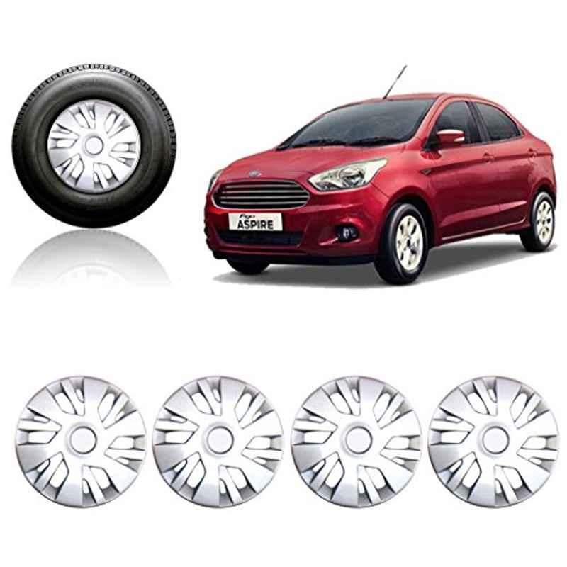 Auto Pearl 4 Pcs 14 inch Silver Fpress Type Wheel Cover Set for Ford Figo Aspire