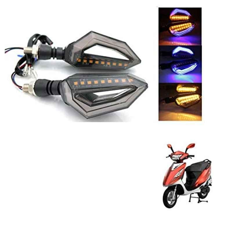 Kozdiko 4 Pcs Bike D Shaped 9 LED Front & Rear Side Turn Signal Indicator Light Set for TVS Streak