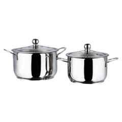 Vinod Tuscany 2 Pcs Stainless Steel Induction Friendly Casserole Set with Glass Lid, 2TYC (Pack of 3)