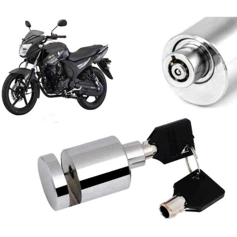Auto Pearl Stainless Steel Silver Heavy Duty Anti Theft Motorcycle Disc Brake Lock, Lock_538