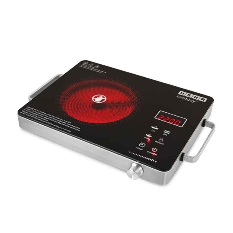 Usha Cookjoy 2200W Black Infrared Induction Cooktop with LED Display, IR2200TCB