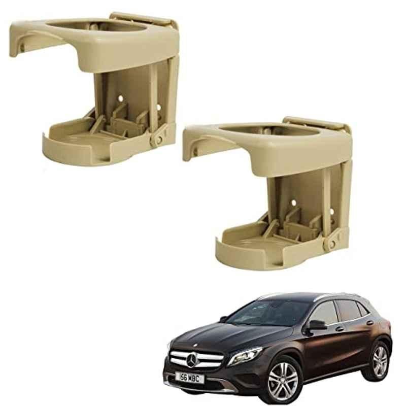 Kozdiko Plastic Beige Foldable Car Drink Holder for Mercedes Benz Gla Class (Pack of 2)