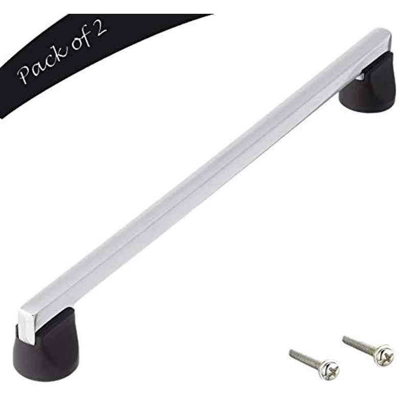 Aquieen 244mm Malleable Chrome Black Wardrobe Cabinet Pull Handle, KL-713-224-CP (Pack of 2)