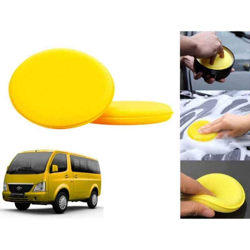 Auto Pearl Polyurethane Beige Washing & Waxing Polish Foam Sponge for Venture 2010-2017 (Pack of 2)